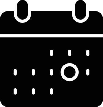 The calendar icon with a black dot indicates important dates, events, holidays or to create new events, set reminders or view meeting schedules. vector