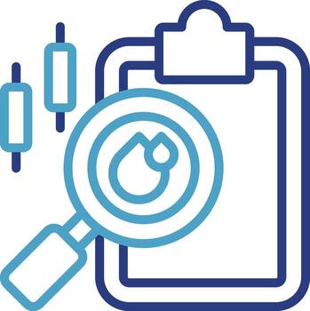 Icon for analysis, inspection, or testing relates to the evaluation and documentation of samples such as water, oil, chemicals, or even data in liquid form vector