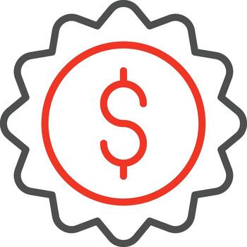 icon of a label stamp indicates the presence of a monetary value or price associated with it, most likely in the context of a discount or special offer vector