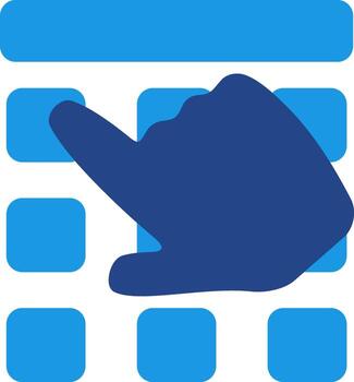 The icon of a hand pressing a keyboard button creates a clear visual narrative about the process of entering a password at an ATM or a nominal amount at an ATM machine. vector