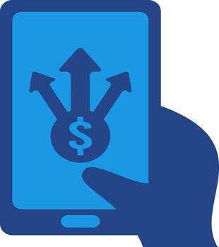 Digital payment platform icon and user interaction transfer to multiple destinations to multiple accounts at once, or transfer to different accounts vector