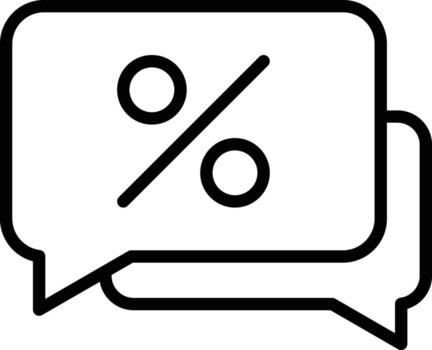 charla o mensaje burbuja conformado icono, comunica el idea de un descuento oferta ese es comunicado o entregado vía mensaje. vector