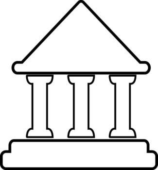 un línea Arte icono de un edificio con columnas, representando un banco o financiero institución. vector