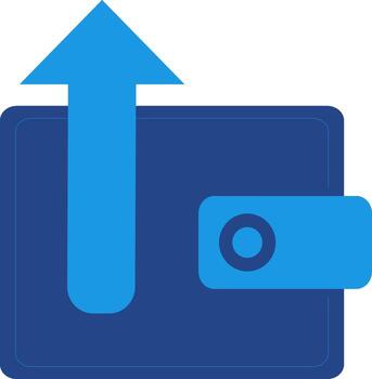 Icon for withdrawing money from a wallet, either a physical or digital wallet or withdrawing or sending funds vector