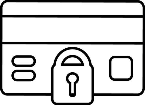An icon of a credit card with a padlock, symbolizing secure payment. vector