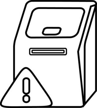 An ATM or payment kiosk with a warning sign, indicating an error. vector