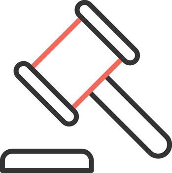 Hammer icon is the main symbol of the authority of a judge or court leader to mark a decision, direction, or closing of a matter vector