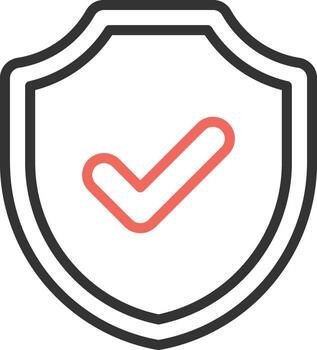 A shield visual icon that combines a shield symbolizing protection and a check mark symbolizing success and having passed the security verification process vector