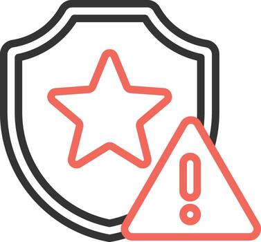 Icon with a star and a warning sign conveys that the security system has detected a threat, vulnerability, or breach vector