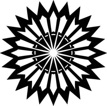 Intricate Geometric Starburst Pattern Abstract Design Element. Abstract Geometric Starburst Design with Sharp Points in Black and White. vector