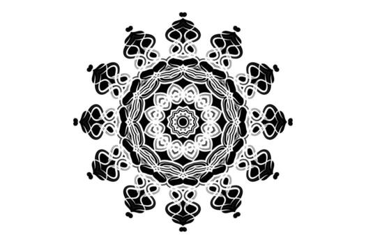 elegante negro y blanco mandala con geométrico floral patrones y decorativo triangular marco vector