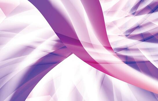 Abstract flowing purple and pink ribbon shapes with luminous gradient soft geometric background vector