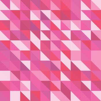 Decorative mosaic artwork with pink and red geometric shapes in angular and composition vector