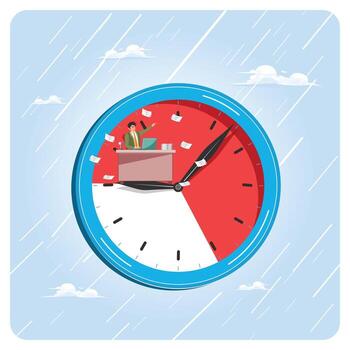 Clock illustrating time management at work vector