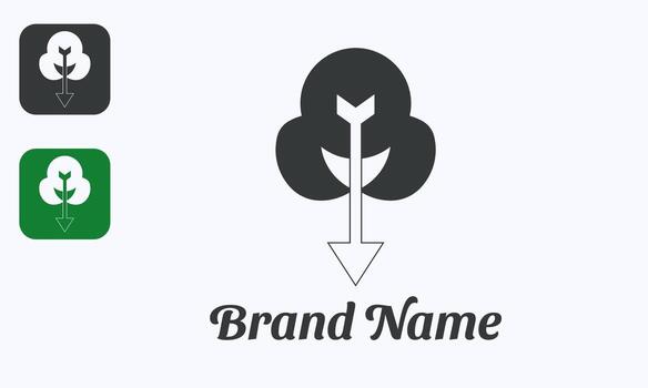 Abstract Modern Elegant Logo Concept with Down Arrow and Tree Design vector