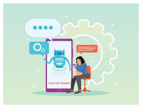 The concept of AI chat bot and customer service. Chat bot virtual assistant via messaging. vector