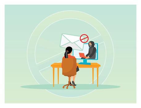 Phishing concept. On screen warning notifications, computer network attacks. vector