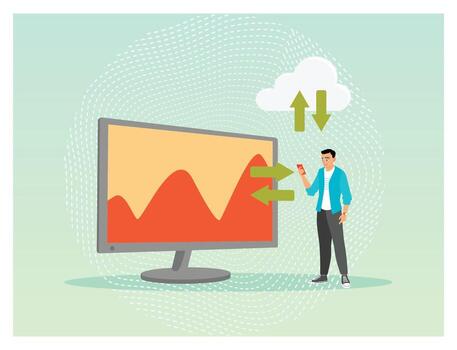Data backup and recovery concept. Back up data on computer. vector