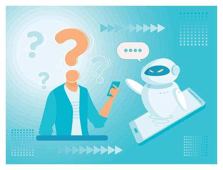 generativo artificial inteligencia concepto. futurista robot chats con humano en inteligente teléfono. vector