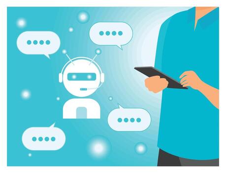 AI Artificial Intelligence concept, digital chat bot on virtual screen. vector