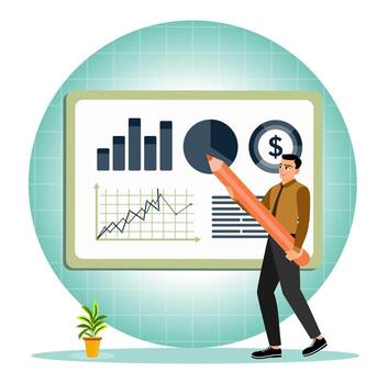 Business presentation with graphs and charts vector