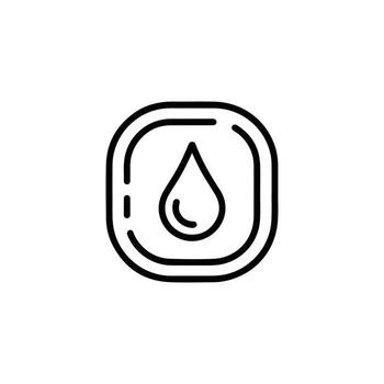 Black and white icon of hydration patch sensor with water drop design vector