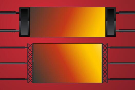 TWO Hug Signage Digital Vcetor and illustration LEDs Mock Up in with Gradient Yellow Drak Display Screnn LED For Technology Concepts, illustration vector