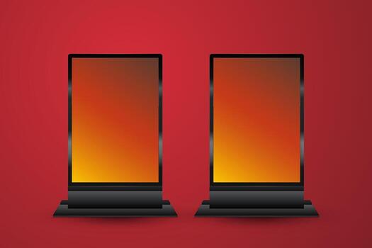 Set Of Two LED Screens For Technology Concepts, 2 LED Mock Up in Hi-Tech Device Used For Presentation and Signage Digital Vcetor and illustration, Hug LED Mock Up in vector