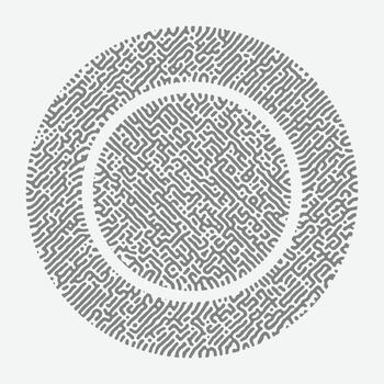 redondo sin costura turing difusión modelo antecedentes en negro y blanco con caótico lineal movimiento. caracteristicas resumen biológico formas y orgánico texturas Perfecto para de moda fondos de pantalla y telones de fondo vector