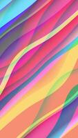 Colorful abstract background with layered wavy diagonal lines in bright vibrant colors. Dynamic flowing curved lines pattern animation. Full HD and looping vertical background. video