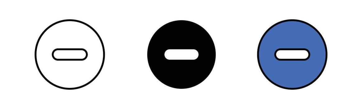 Minus symbol in bold black fill and outline style, representing subtraction, remove, and negative value. Simple and clean design, isolated on white background. vector