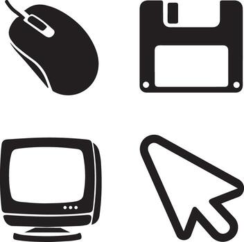 A set of classic desktop elements and user interface tools. vector