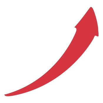 Red arrow showing upward growth and progress vector