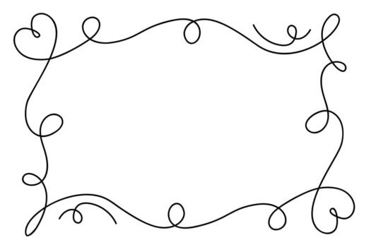 Doodle heart or love hand drawn with continuous line rectangle frame for illustration and element vector