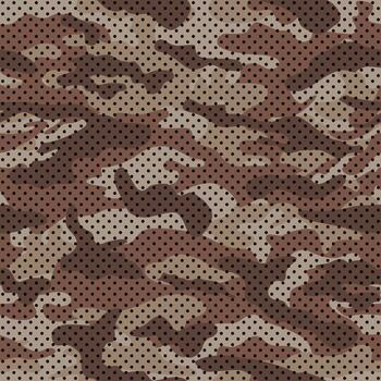 Modern seamless desert camouflage pattern with halftone dot texture in blue tones. Stylish military-inspired background design, perfect for textiles, wrapping paper, wallpapers, digital prints vector