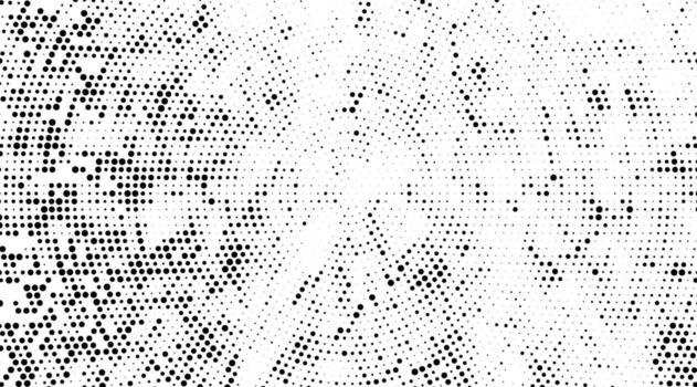 Black and white seamless grunge dot pattern art texture illustration design background with a digital grid and halftone dots, vector