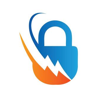 Lightning Padlock Logo Set Secure Tech and Energy Lock Icons vector