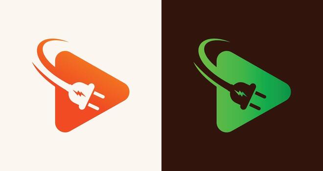 Plug Play Button Logo Set Digital Streaming and Tech Media Icons vector