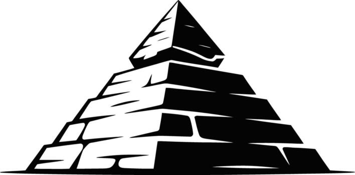 Ancient egyptian pyramid structure silhouette against a simple light gray background vector