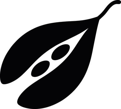 Abstract black silhouette of an open seed pod with three seeds inside vector