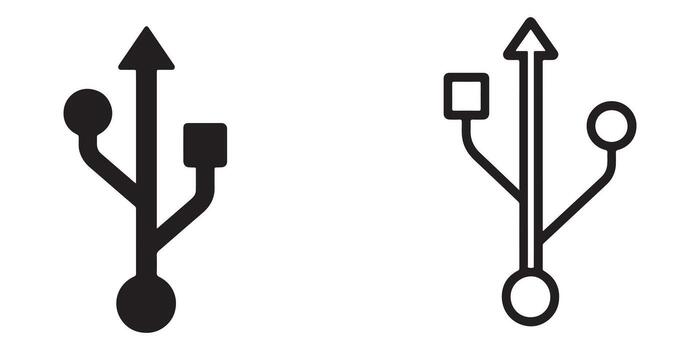 Simple usb connection icons set vector