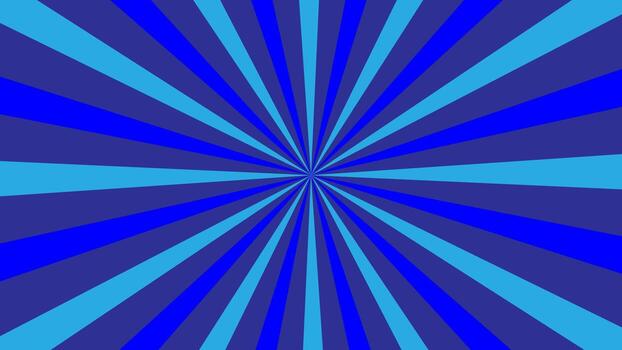 A vibrant blue radial sunburst background with converging beams creating a dynamic retro starburst effect for design backdrops vector
