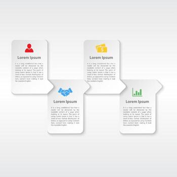 Infographic design with four steps process in modern paper style layout vector