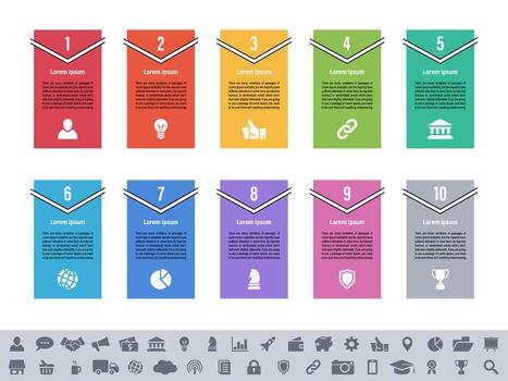 Infographic ten steps plus colorful banner design template layout vector
