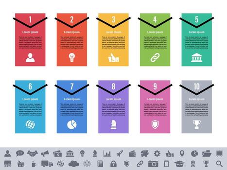 Infographic template design with ten colorful steps process chart layout vector