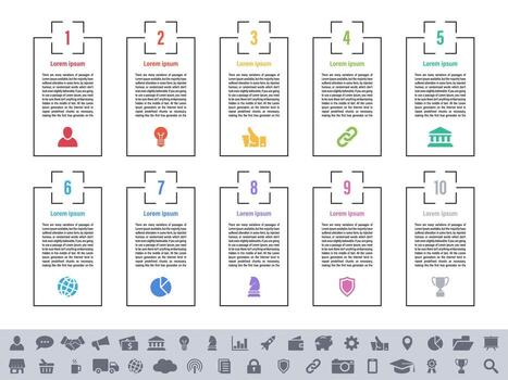 Infographic template with ten steps business process design layout vector