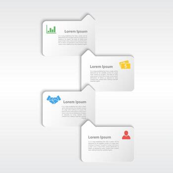 Infographic four steps paper style design template layout vector
