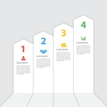 Infographic four steps paper style design with numbered banners and icons vector