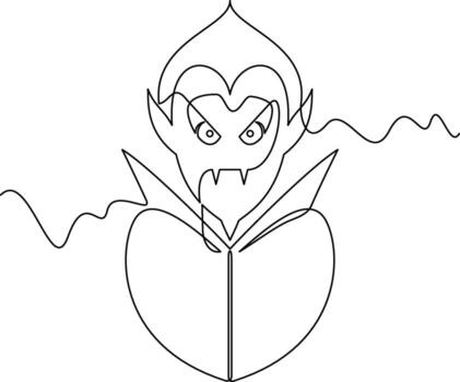 one line art vampire illustration. line art, one continuous line, simple, hand drawn and sketch style. for icons, symbols, signs or logos. vector