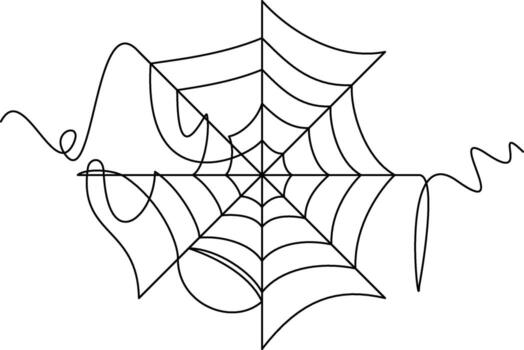 one line art Spider Web illustration. line art, one continuous line, simple, hand drawn and sketch style. for icons, symbols, signs or logos. vector